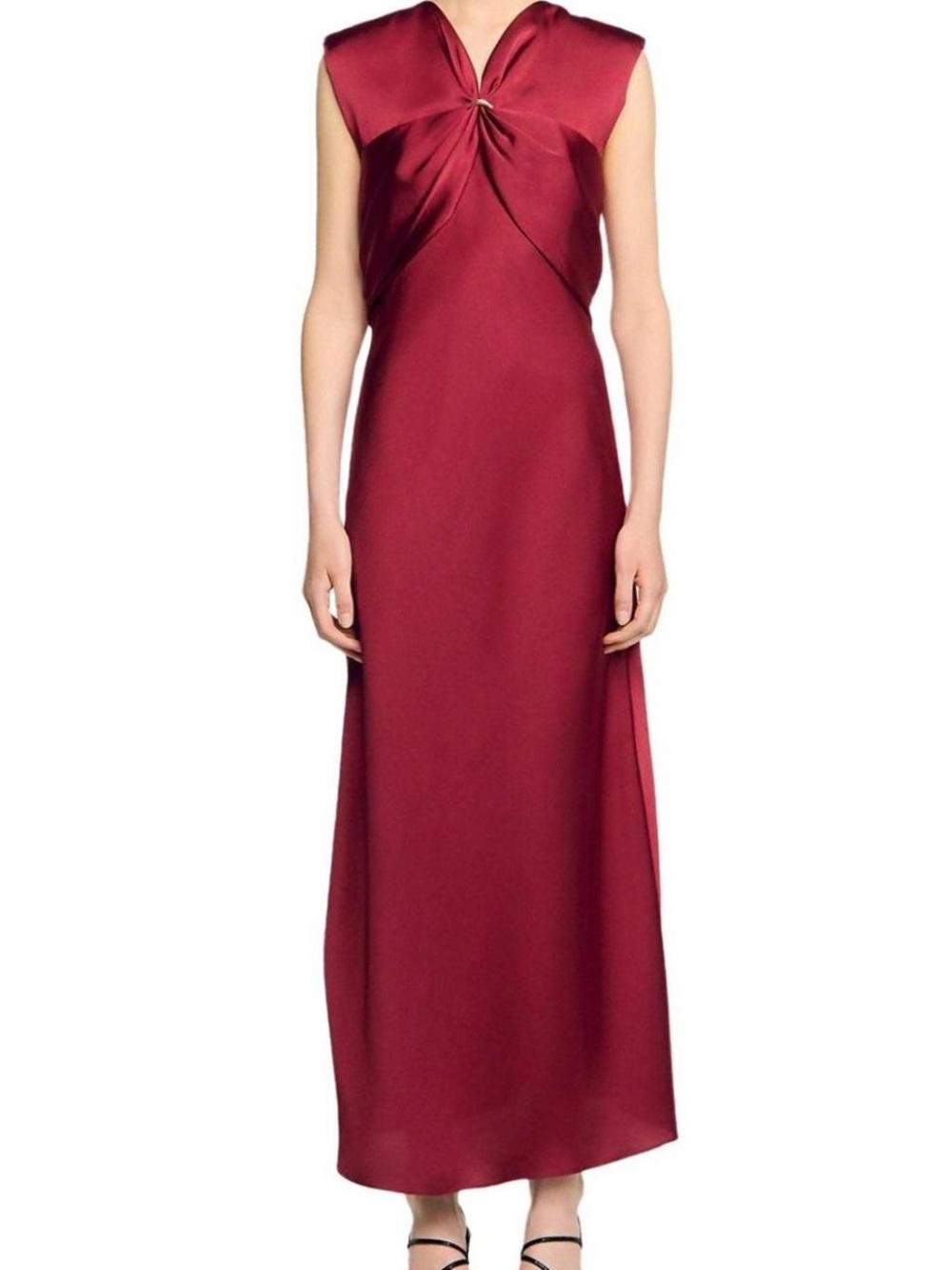 Sandro Sleeveless Maxi Dress in Burgundy